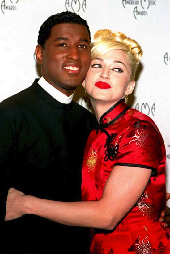 Soul singer Babyface (L) and Madonna pos