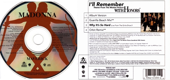 i'll remember canadian cd-maxi back disc